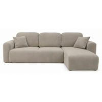 ECKSOFA Olido Beige-Samt - Beige/Schwarz, Kunststoff/Textil (245/150cm) - Selsey