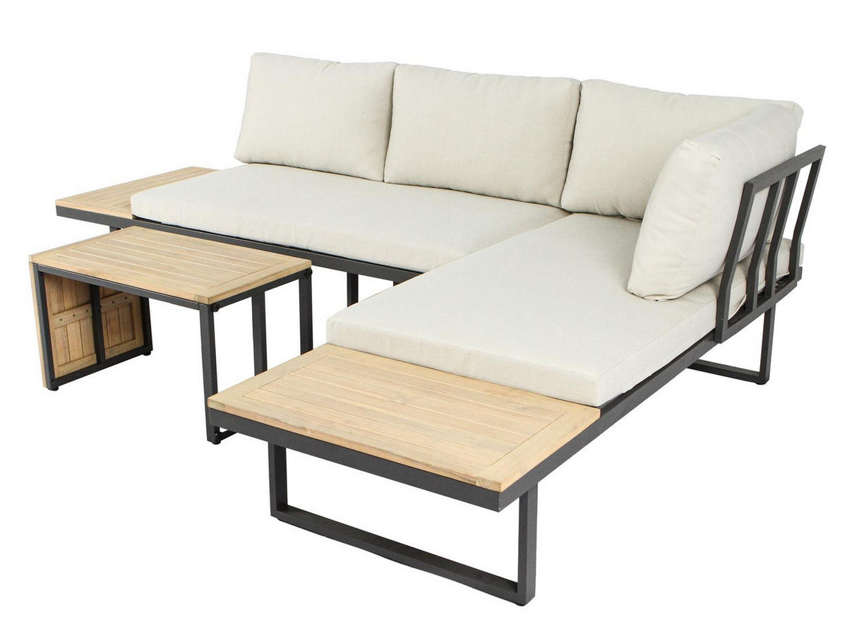 GARTEN-ECKLOUNGE Celano Beige Aluminium für 4 Personen - Grau, Kunststoff - Green Spirit