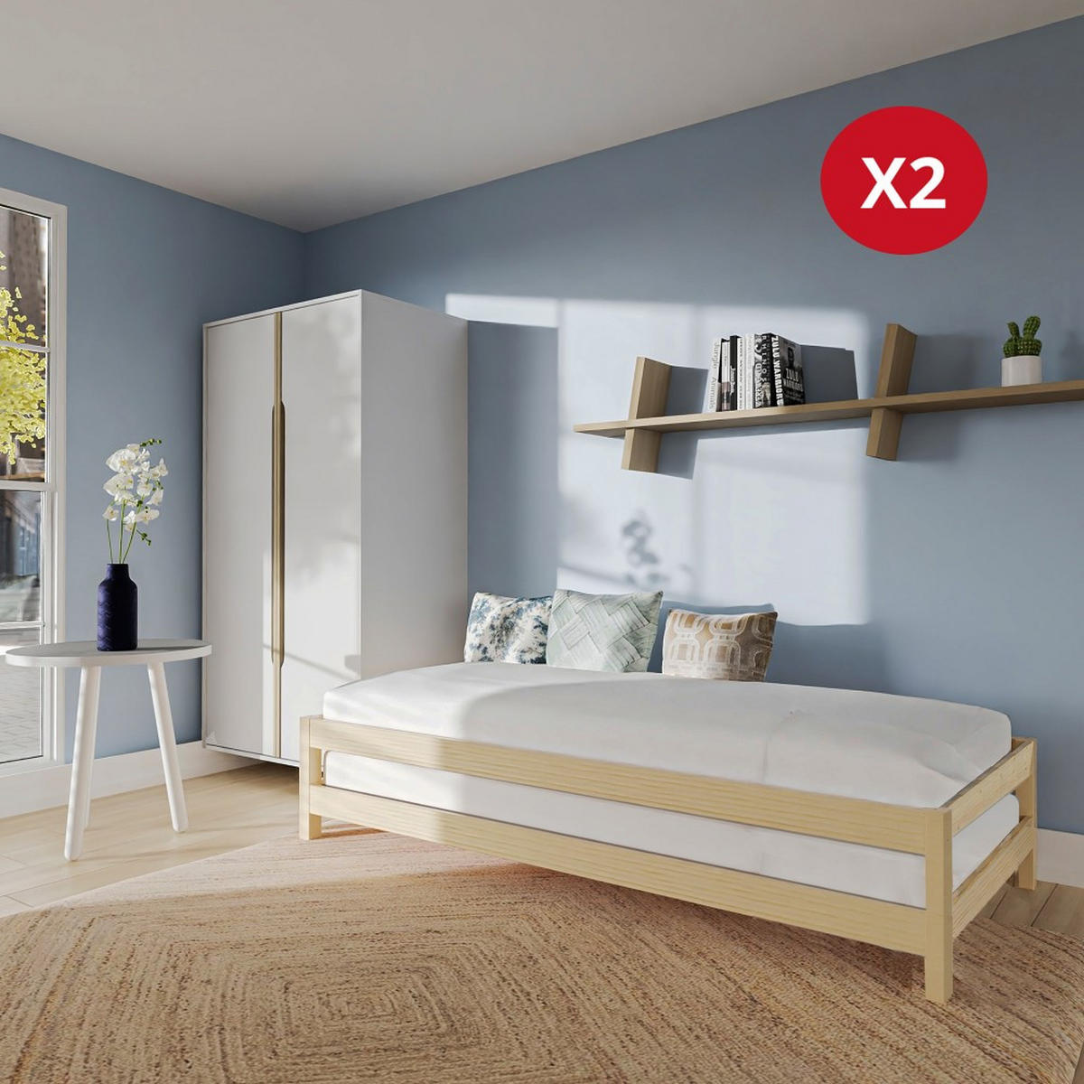 STAPELBETT JONAS mit Lattenroste / 2x Betten 80x200 - Naturholtz - Fichtefarben, Holz (80/200cm) - Weber Industries