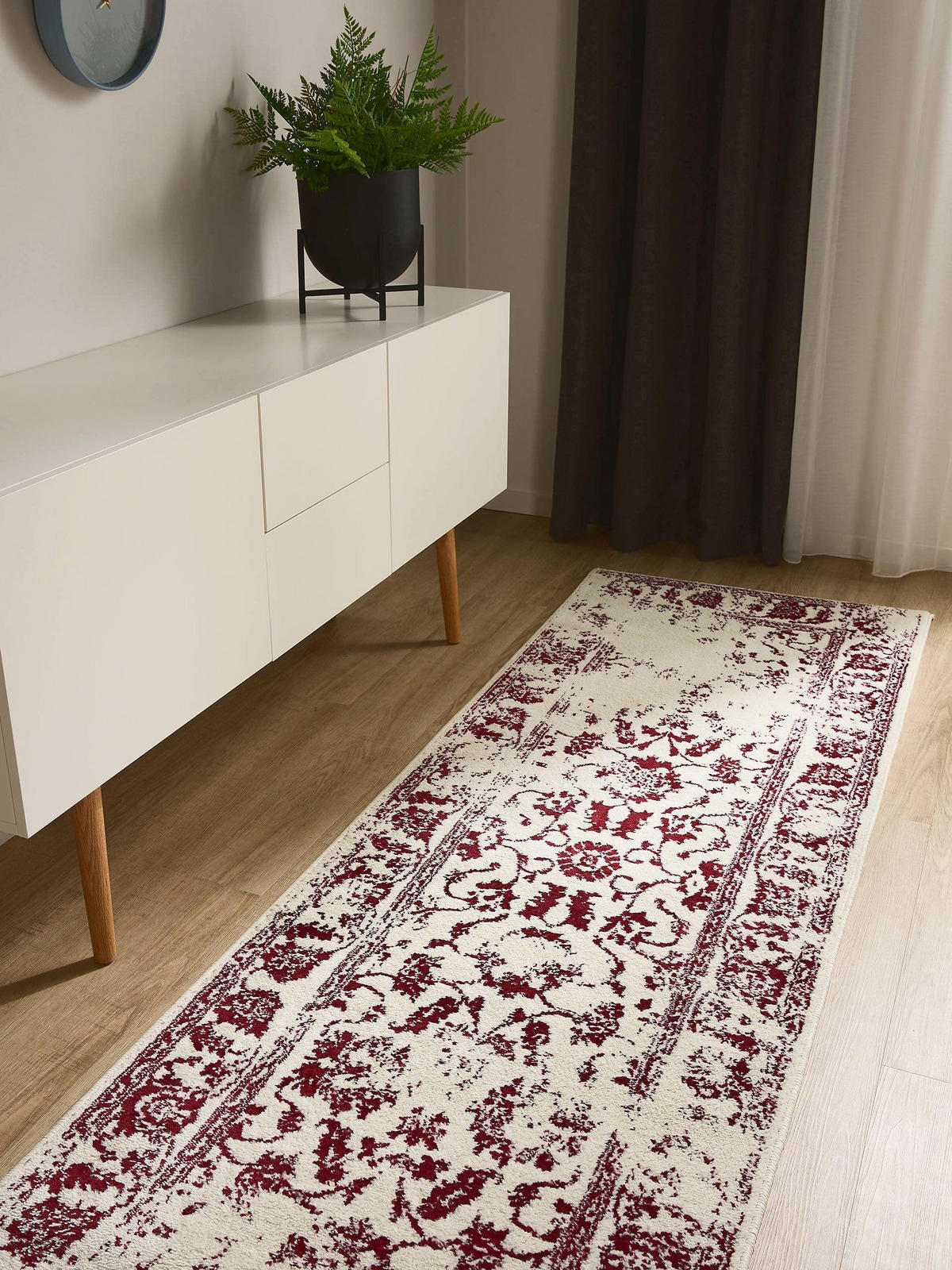 VINTAGE-LÄUFER Suki 80/240 cm - Rot/Creme, Kunststoff (80/240cm) - benuta