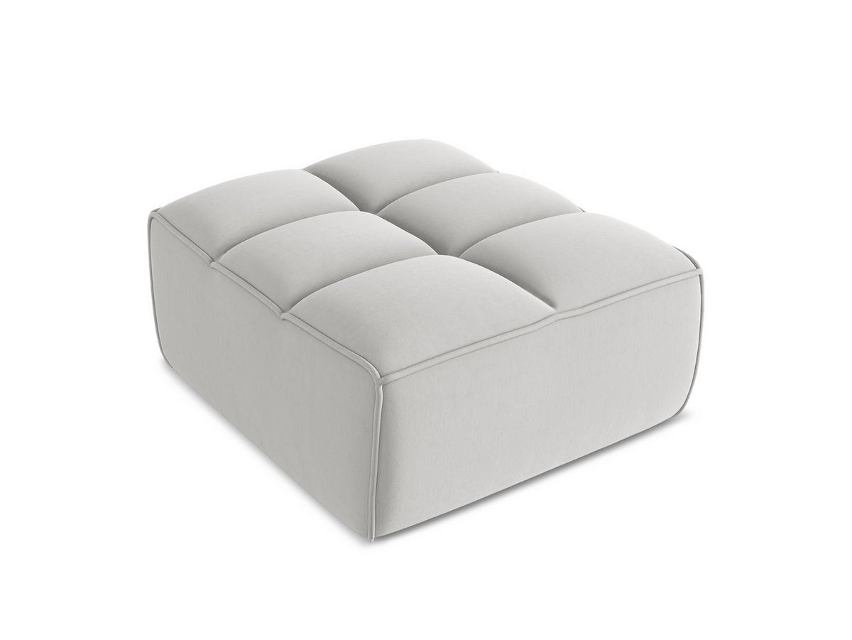 POUF Samt Stoff Grau - Silberfarben/Schwarz, Kunststoff/Textil (80/43/93cm) - Makamii