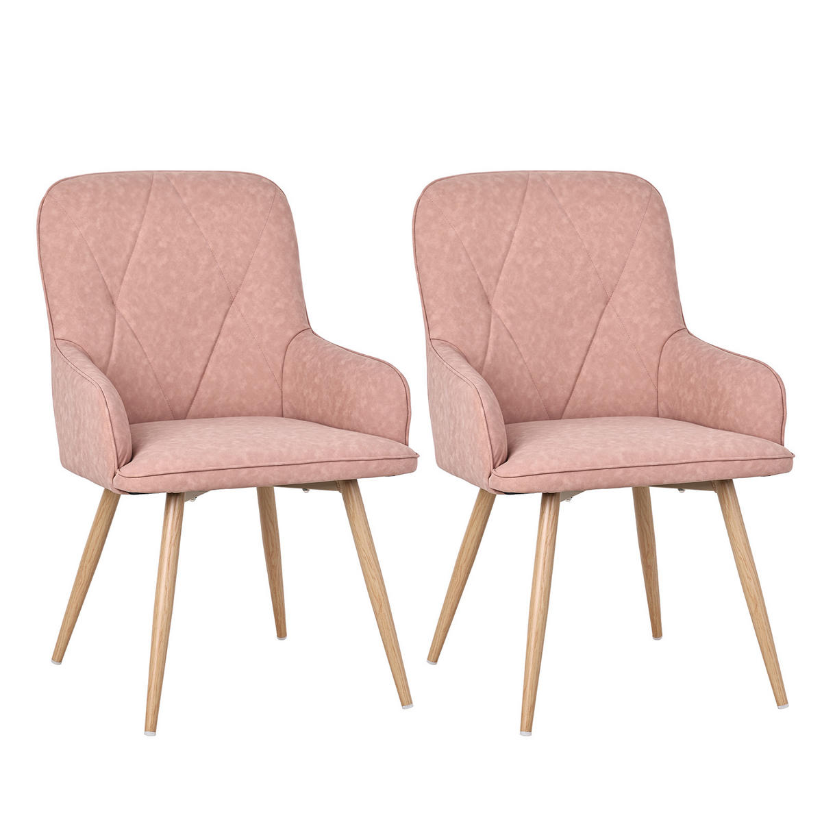 ARMLEHNSTUHL-SET 2 Stück in Lederlook(YZ3) - Pink, Textil (57/87/62cm) - HOMAVO
