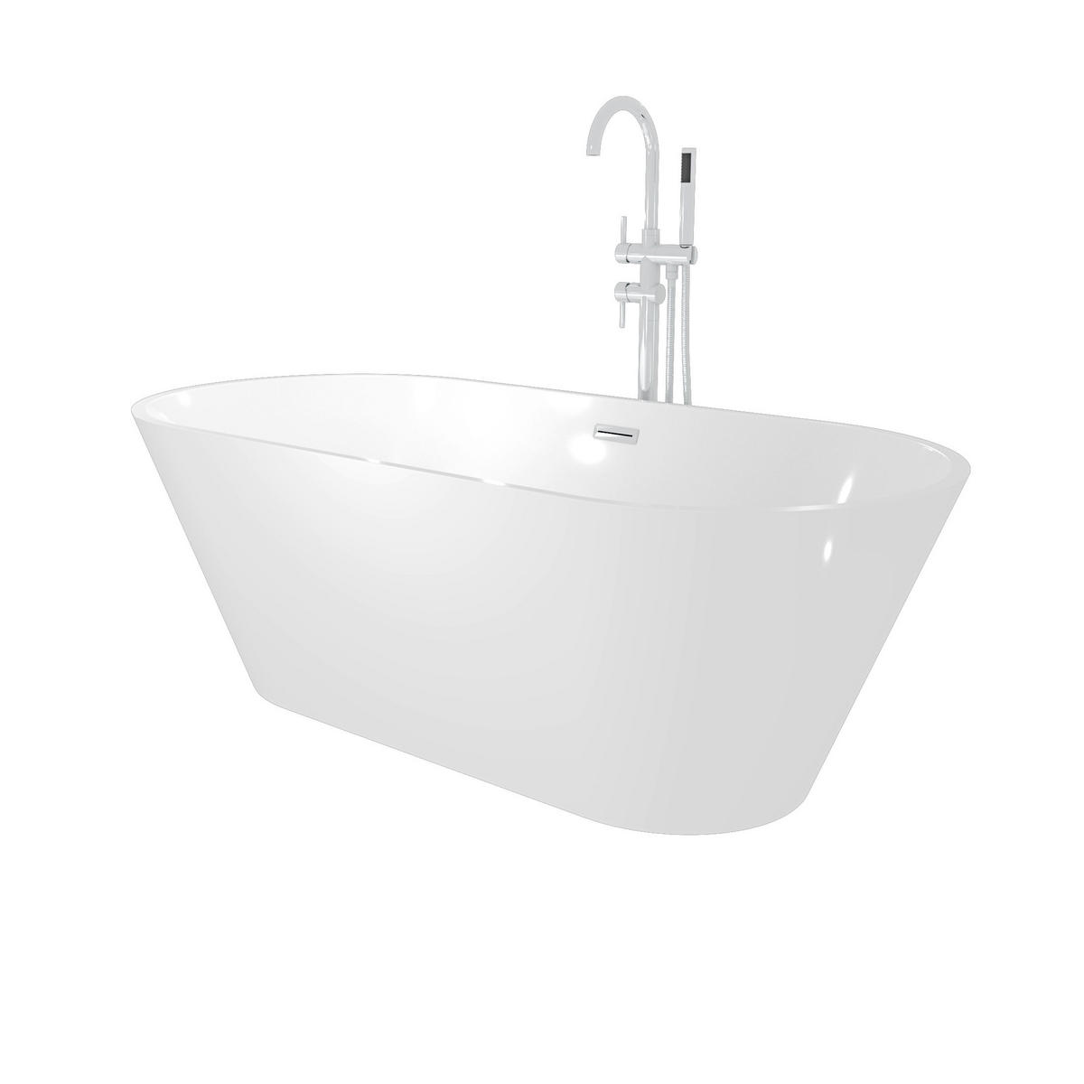 FREISTEHENDE Badewanne Wanne F01 170x80cm mit Armatur AF04 - Weiß, Glas/Kunststoff (80/58/170cm) - AcquaVapore by Sandra Jentho
