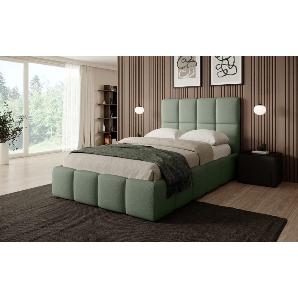 POLSTERBETT Nostro mit Bettkasten 140x200 cm grün - Schwarz/Grün, Textil (140/200cm) - Beautysofa