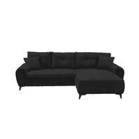 SOFA Elisa von ED Exciting Design – Ecksofa mit Schlaffunktion und Bettkasten, Mikrofaser Holms - Taupe/Schwarz Hochglanz, Holz/Kunststoff (28.4/19.1cm) - ed exciting design