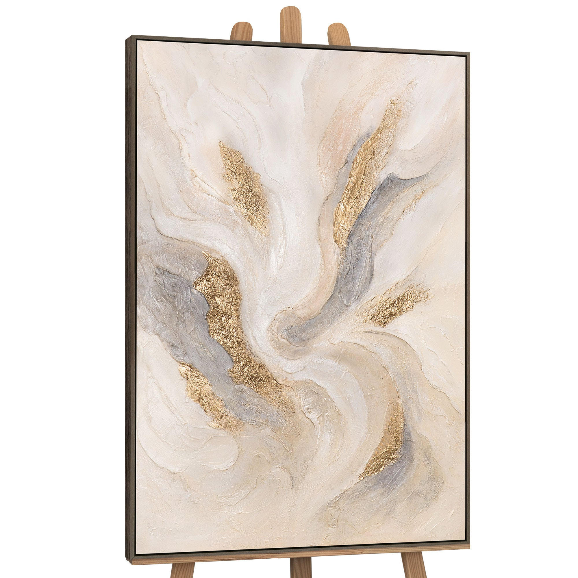 GEMÄLDE Strahlende Ströme Schattenfugenrahmen Grau 120x80 cm - Grau, Holz (120/80cm) - YS-art gallery
