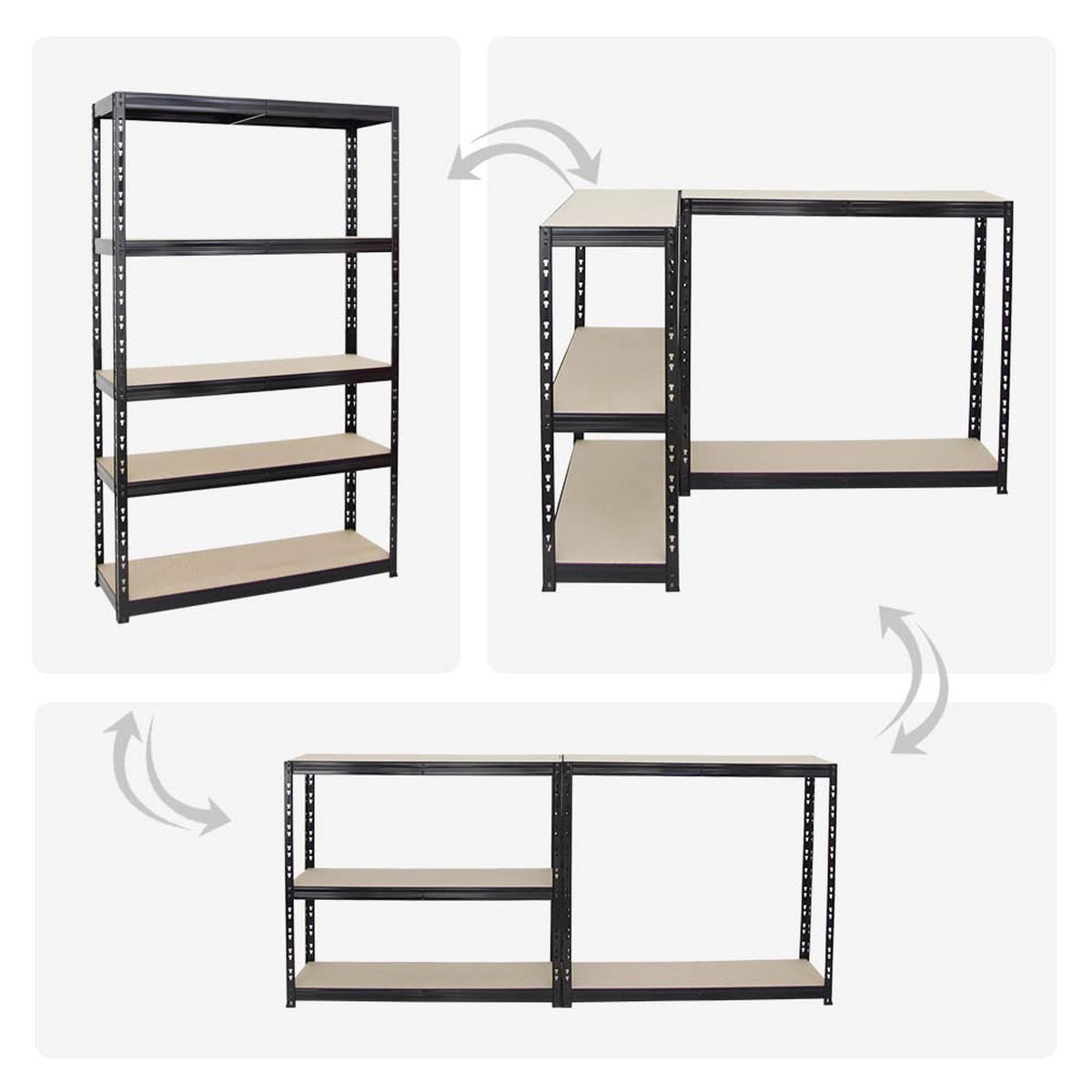 SCHWERLASTREGAL Giant Tiger 2er-Set mit 2x 200x120x60 cm Fachlast 265 kg 5-Ebenen Schwarz - Schwarz, Metall (240/200/60cm) - PROREGAL