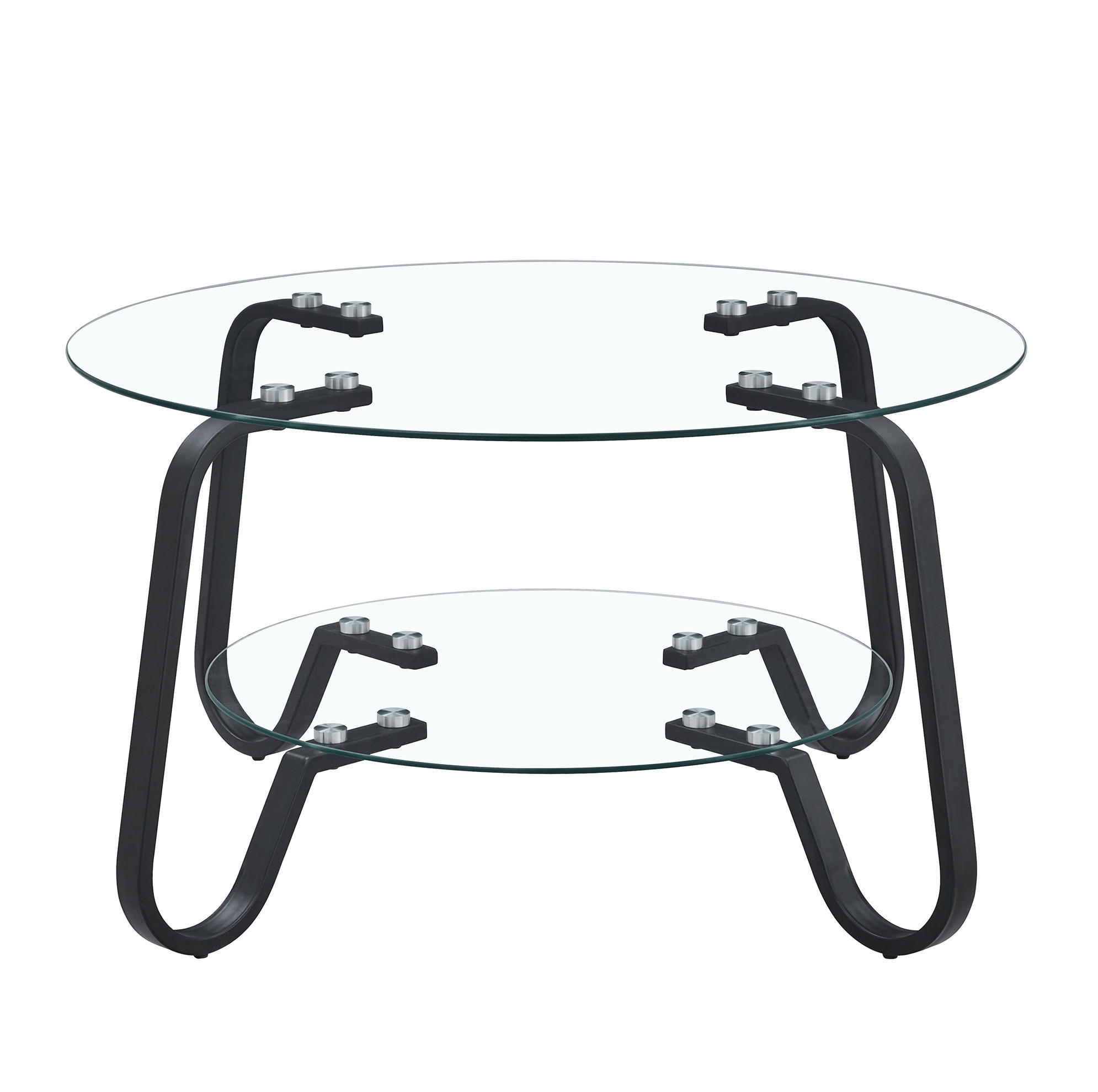 COUCHTISCH 80/80/45 cm schwarz aus Metall mit 2 Ebenen Sicherheitsglas - Schwarz, Metall (80/80/45cm) - OKWISH