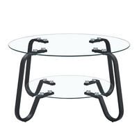 COUCHTISCH 80/80/45 cm schwarz aus Metall mit 2 Ebenen Sicherheitsglas - Schwarz, Metall (80/80/45cm) - OKWISH