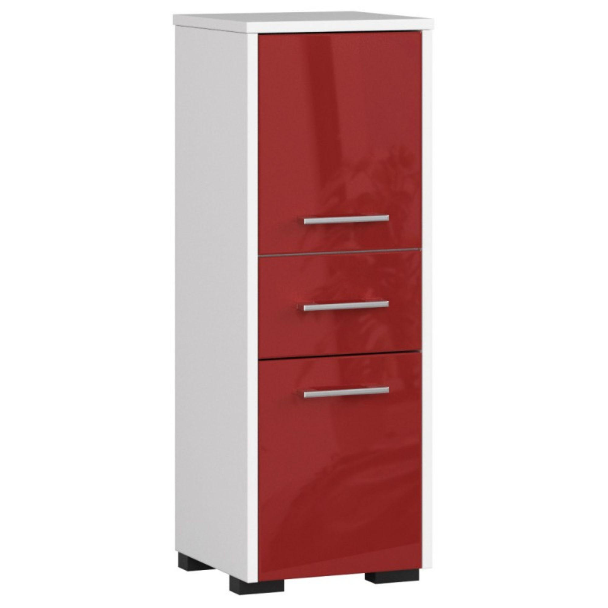 Akord Unterschrank Weiß, Rot 30x85x30 cm