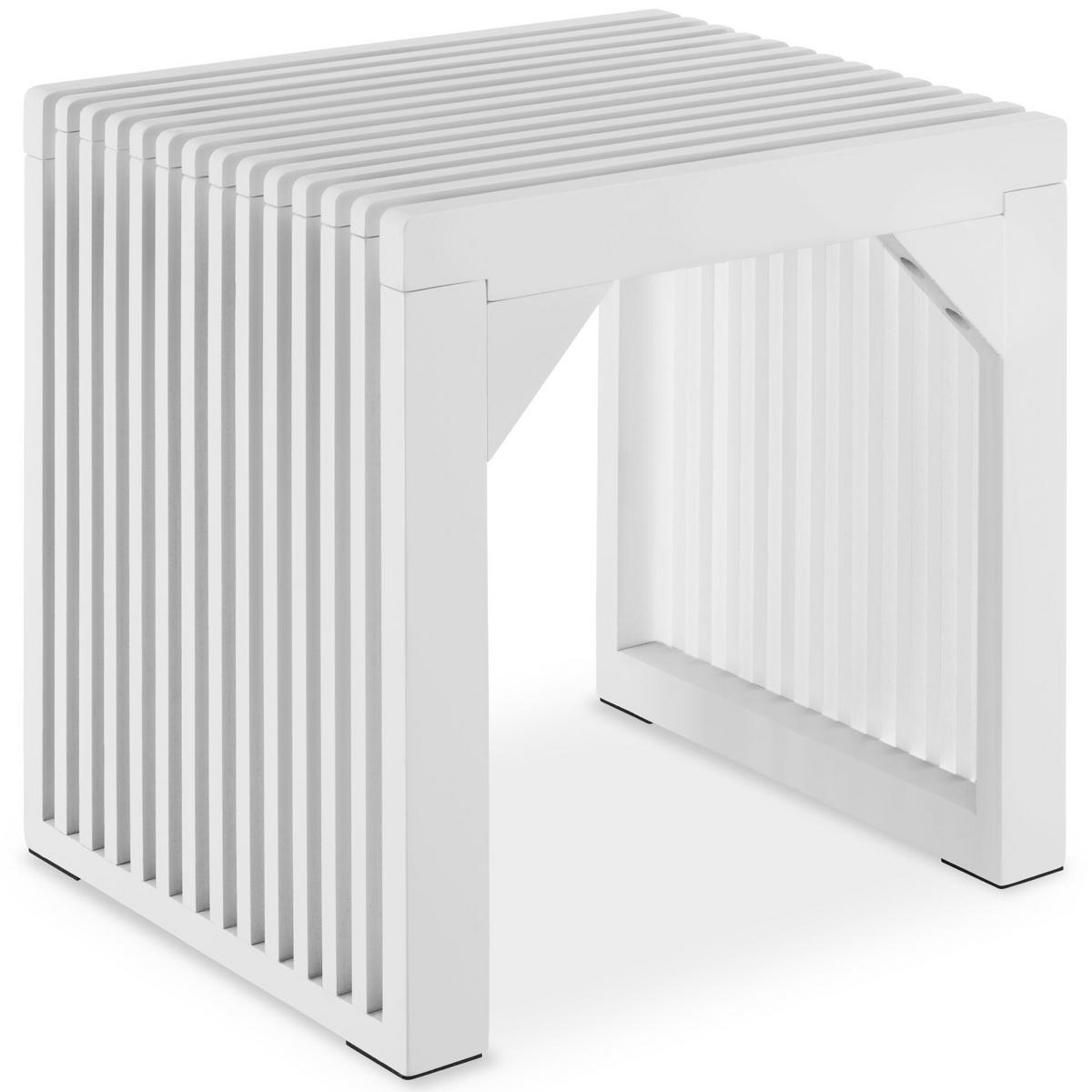 HOCKER Ribb, Belastbarkeit 350 kg, weiß - Weiß, Holz (45/43/35cm) - tectake