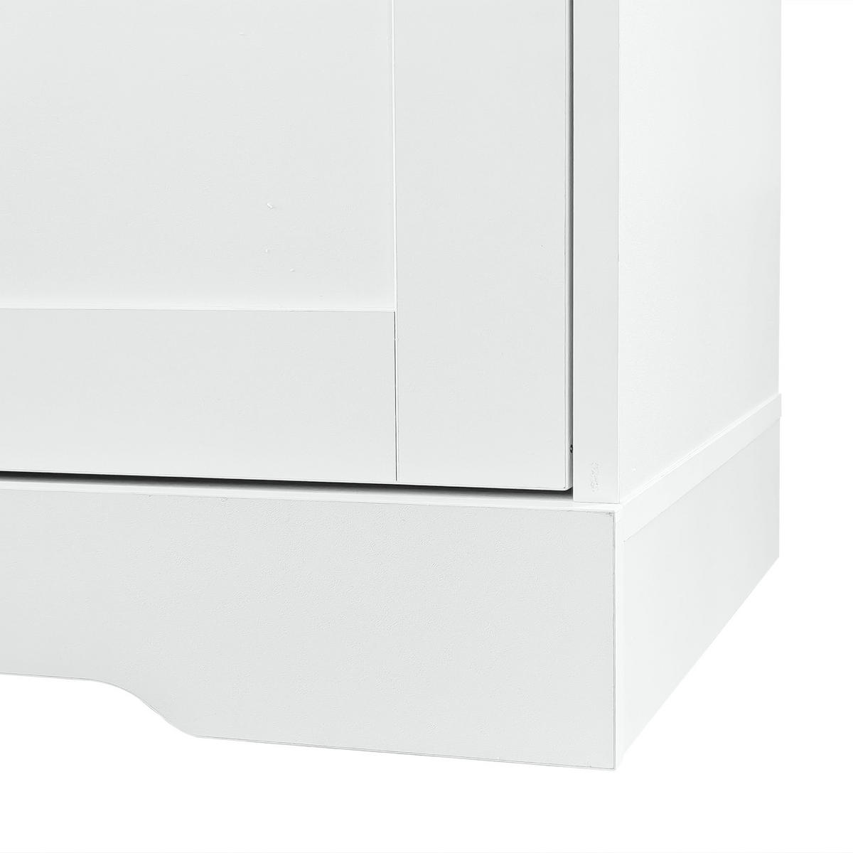 SCHUHSCHRANK aus Spanplatte 101,5x183cm in Weiß mit Sitzbank - Weiß, Holzwerkstoff (101.5/183/47cm) - Modfu