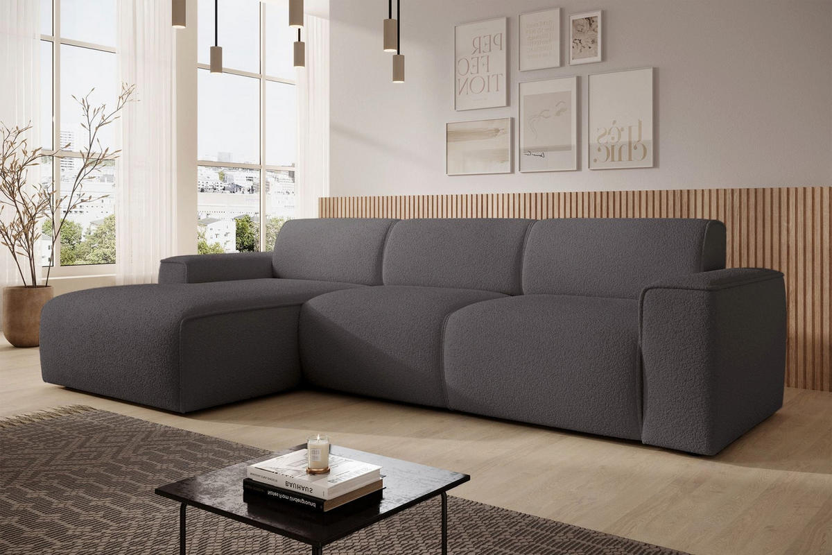 ROHOVÁ POHOVKA Bouvi tmavosivá, vľavo - čierna/tmavosivá, textil/plast (310/165cm) - Selsey
