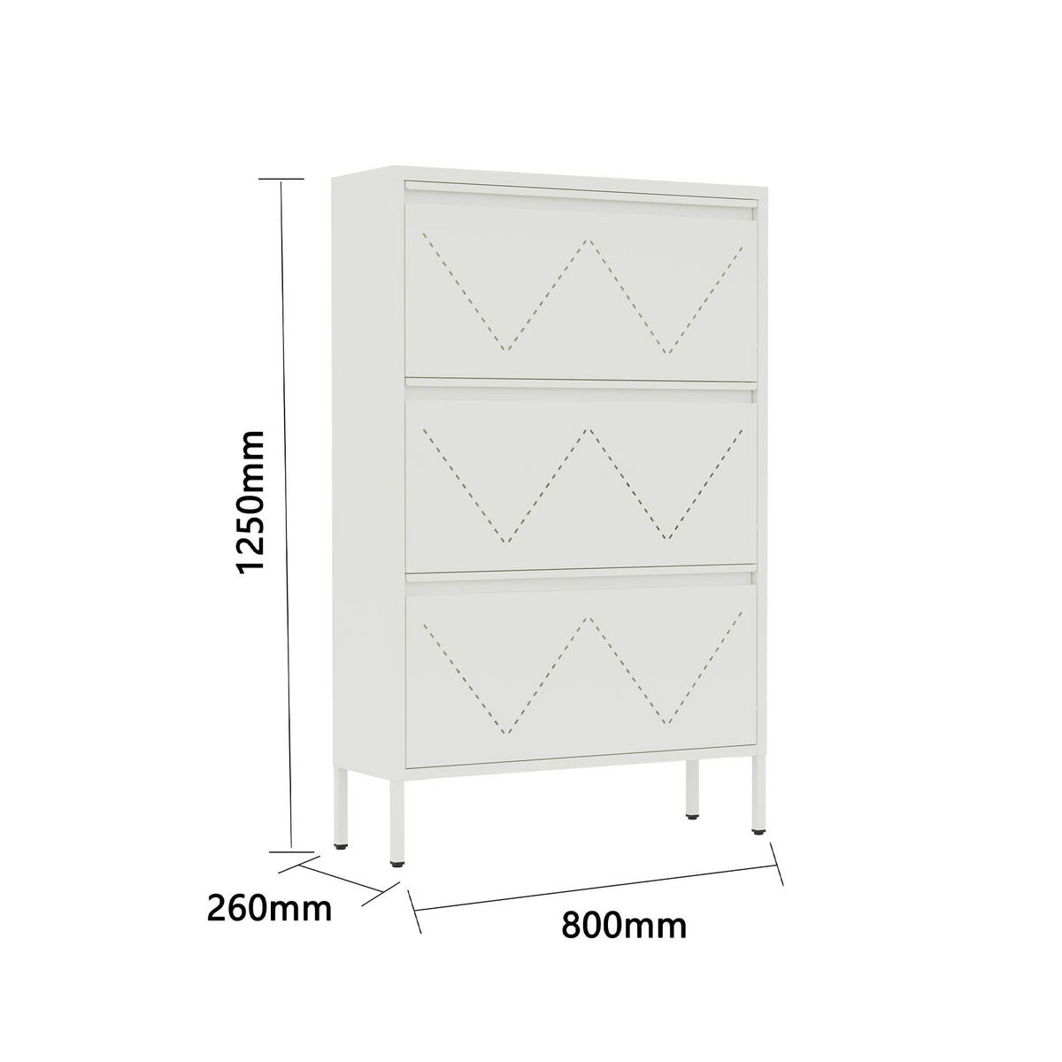 SCHUHSCHRANK 3 Türen Weiß 80/26/125 - Weiß, Metall (80/125/26cm) - Mobili Rebecca