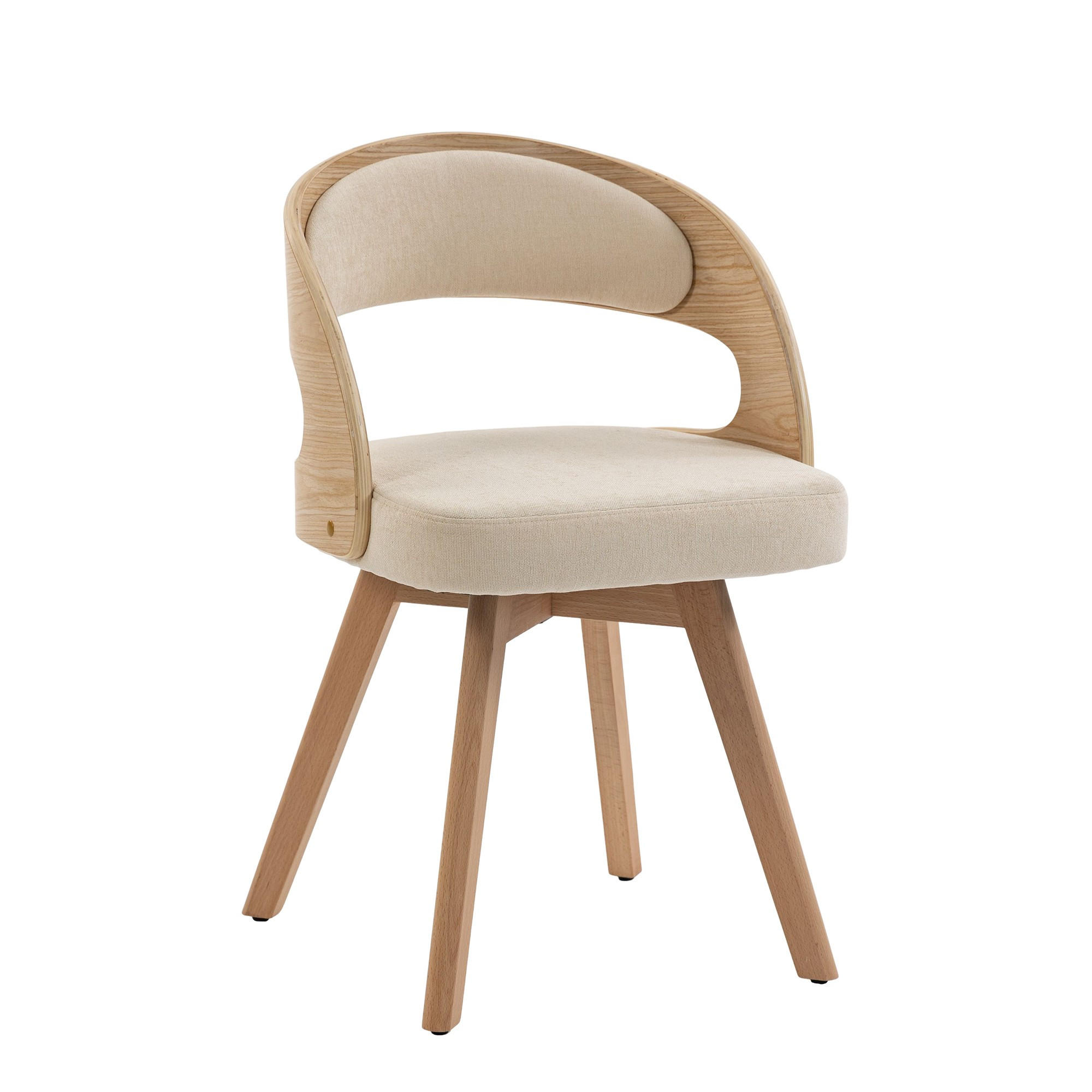 STUHL 2er-Set Esszimmerstuhl,360° drehbar,Massivholzrahmen,Leinenstoff,Beige - Beige, Holz (44/72/41cm) - LVHOM