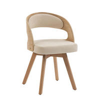 STUHL 2er-Set Esszimmerstuhl,360° drehbar,Massivholzrahmen,Leinenstoff,Beige - Beige, Holz (44/72/41cm) - LVHOM