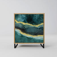 SIDEBOARD GOLDRUSH ODYSSEY, Eichefarben, 57,5x42x67,5 cm, Schwarze Metall-Rahmenfüße - Eichefarben/Multicolor, Holzwerkstoff/Metall (57.5/67.5/42cm) - SpaceRebels
