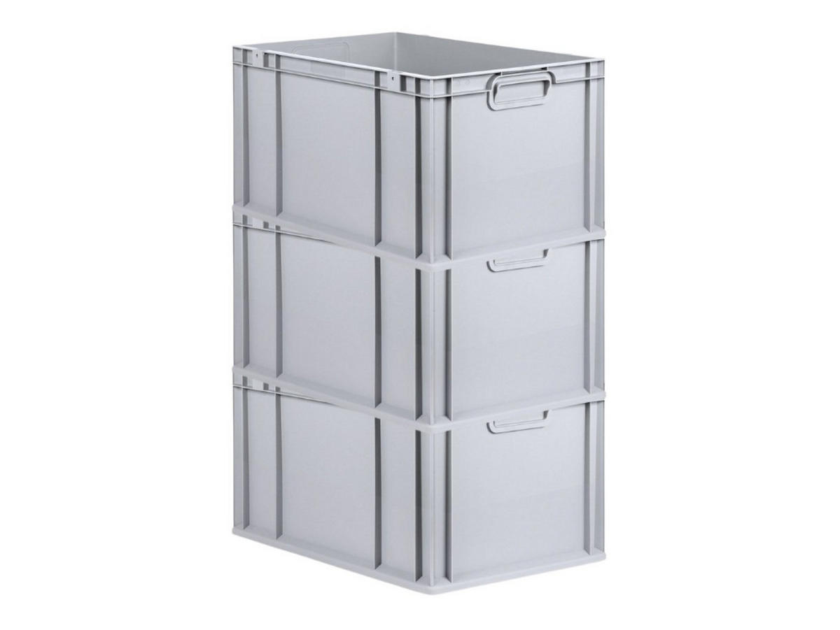 EUROBOX 3x Nextgen Economy Griffe Geschlossen 32x40x60cm 65 Liter - Grau, Kunststoff (40/32/60cm) - PROREGAL