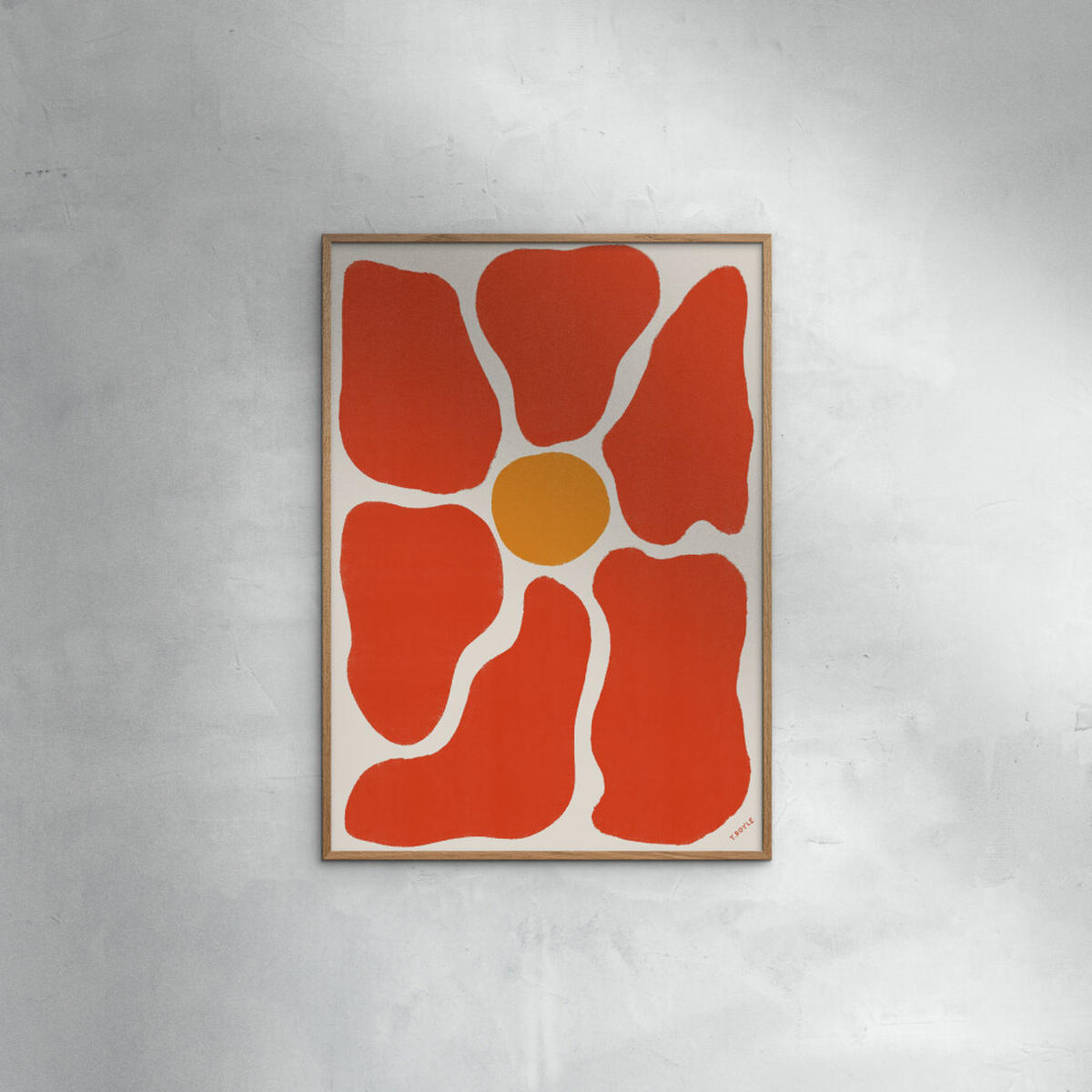 POSTER mit Rahmen Tara Royle - Flower - Eichefarben/Rot, Holz/Papier (30/40cm) - Poster&Frame