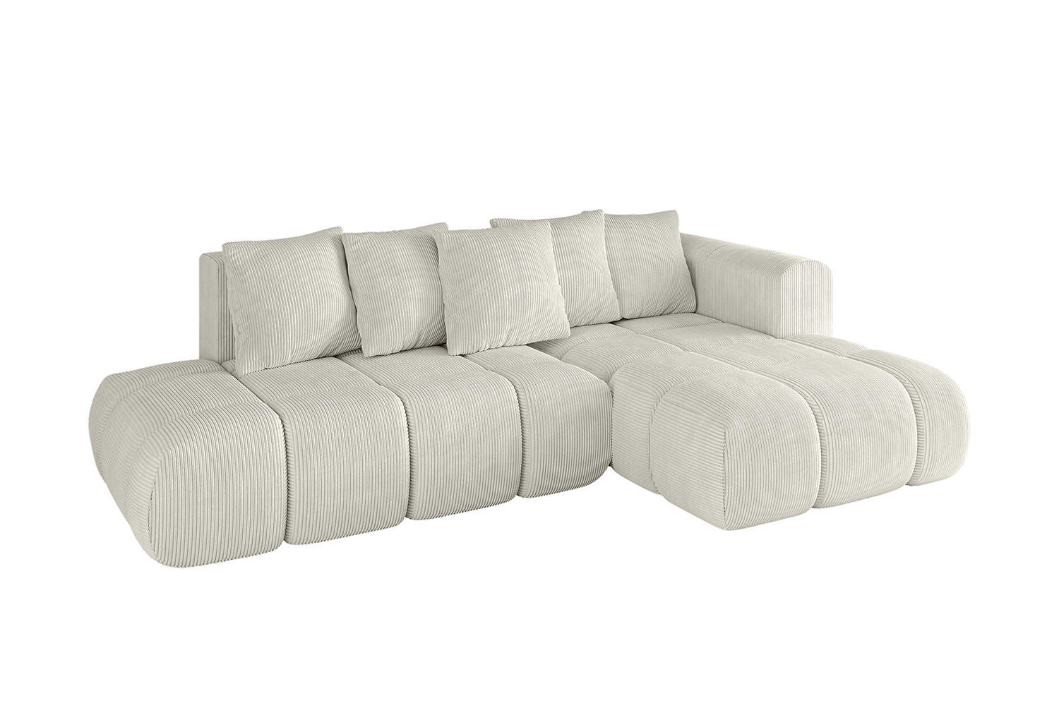 ECKSOFA Ottomane Rechts CLOUD-L-v1 289x180x40 Hellgrau Cord - Hellgrau, Holzwerkstoff/Kunststoff (289/180cm) - ALTDECOR
