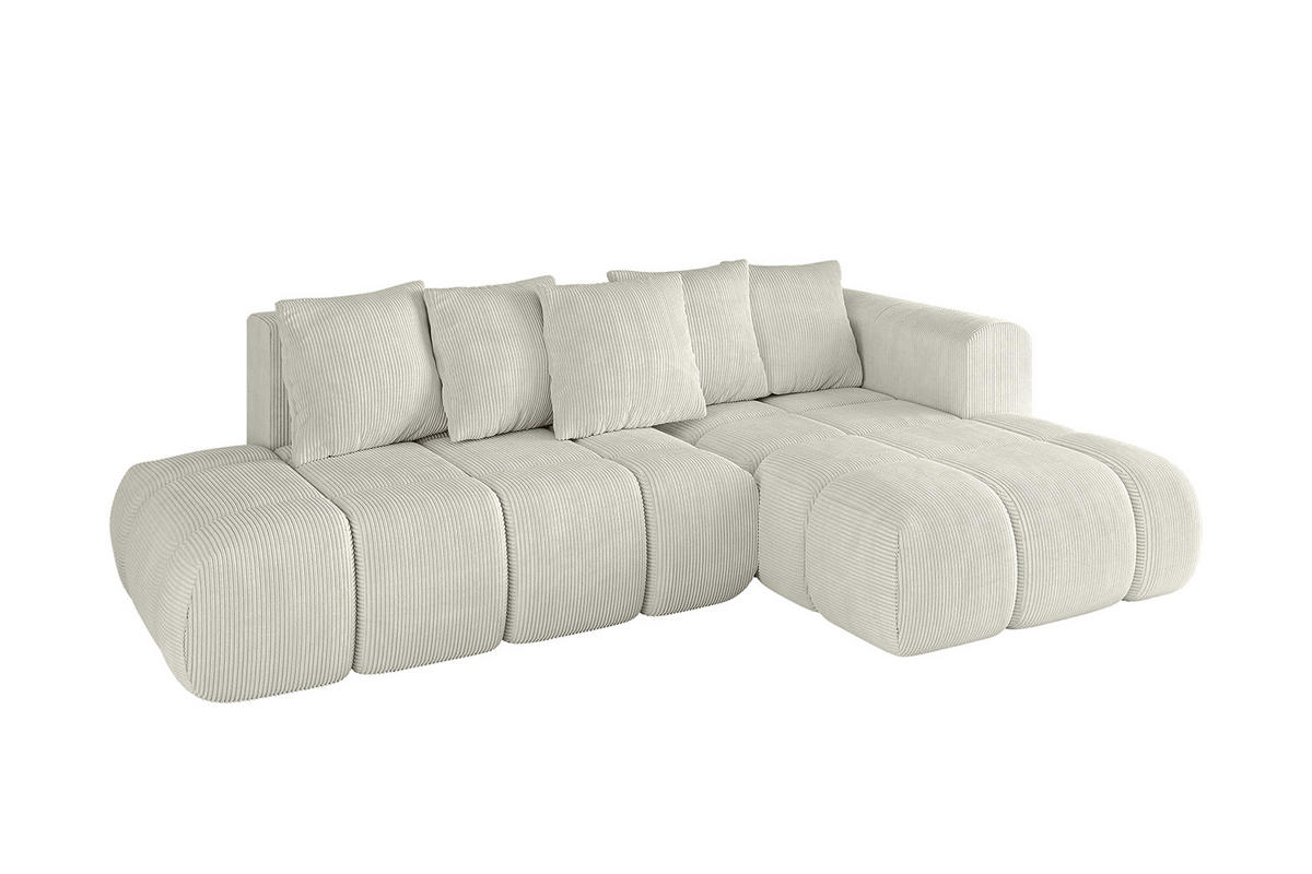 ECKSOFA Ottomane Rechts CLOUD-L-v1 289x180x40 Hellgrau Cord - Hellgrau, Holzwerkstoff/Kunststoff (289/180cm) - ALTDECOR