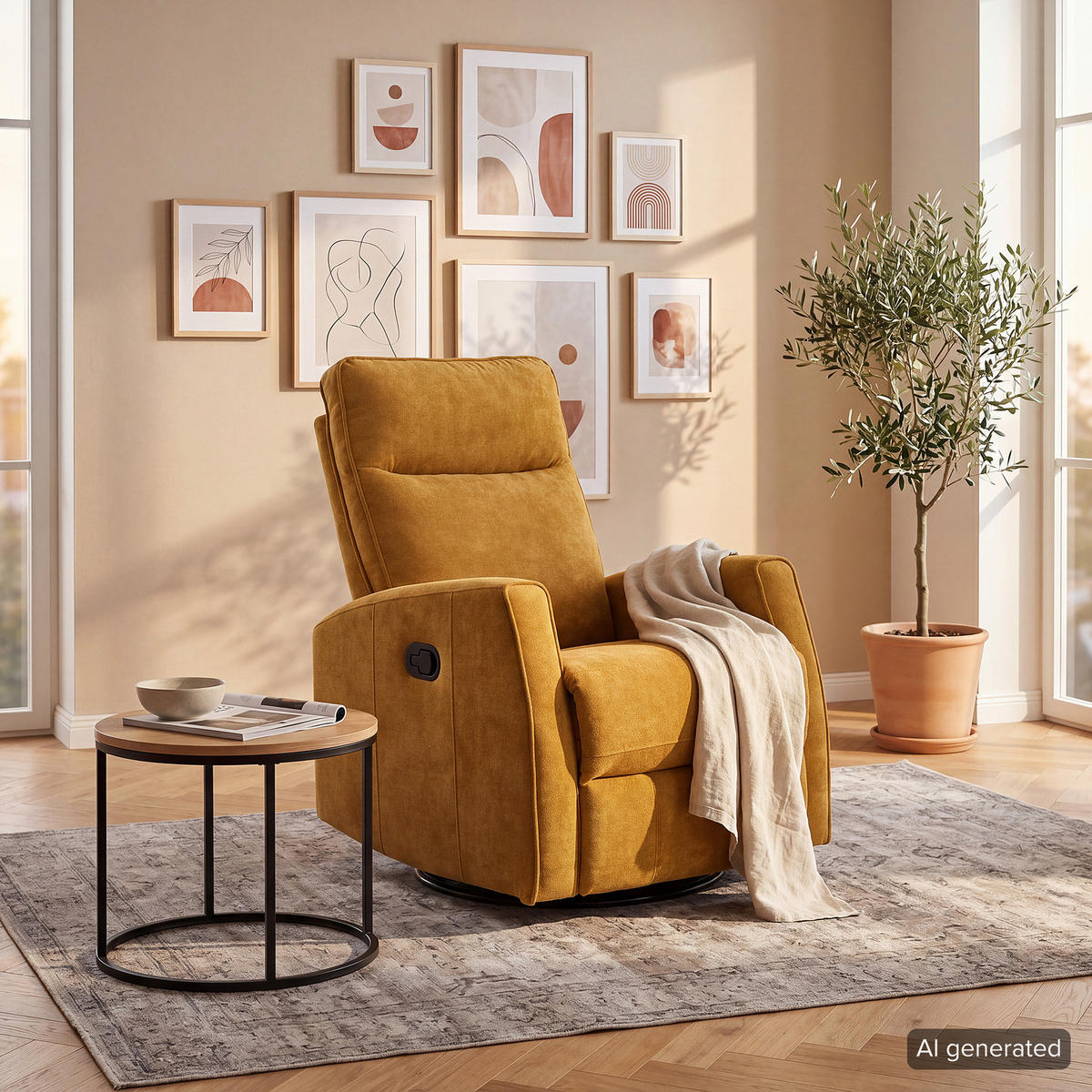 FERNSEHSESSEL - Gelb/Schwarz, Kunststoff/Textil (76/103/96cm) - home24