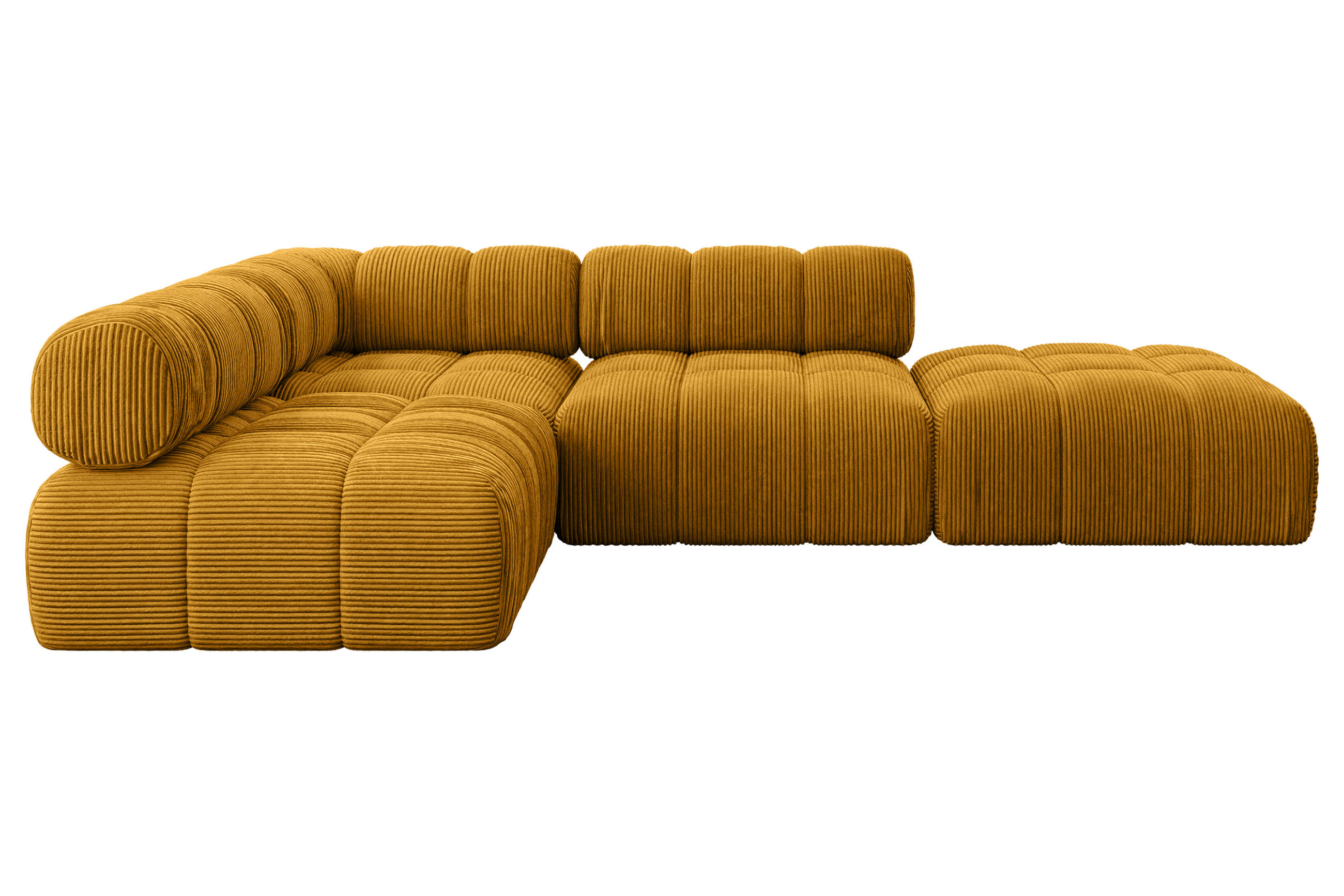 ECKSOFA modulares Sofa Favio-L1 - 285x190x70 cm Senfgelb Cord - Currygelb, Holzwerkstoff/Textil (285/190cm) - ALTDECOR