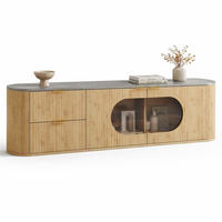 TV STOLEK v přírodním dekoru se svislými 3D proužky, do obývacího pokoje, 172×38×45,5 cm - přírodní/průhledná, kov/kompozitní dřevo (172/45.5/38cm) - STILVORA