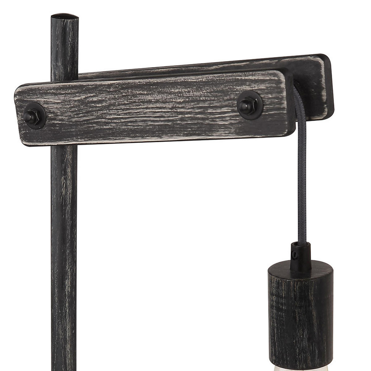 TISCHLEUCHTE Metall Schwarz-matt Holzoptik - Schwarz, Holz (27.5/18/56.5cm) - Globo Lighting