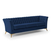 CHESTERFIELD-SOFA 3-sitzer Whitby Marineblau Samt mit goldenen Füßen - Goldfarben/Dunkelblau, Holz/Textil (237/78/82cm) - S-Style Möbel