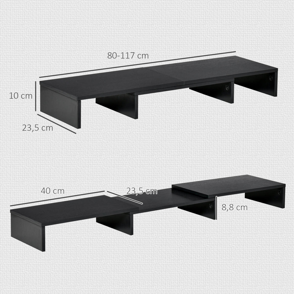 MONITORSTÄNDER - Schwarz, Holzwerkstoff (117/23.5/10cm) - Vinsetto