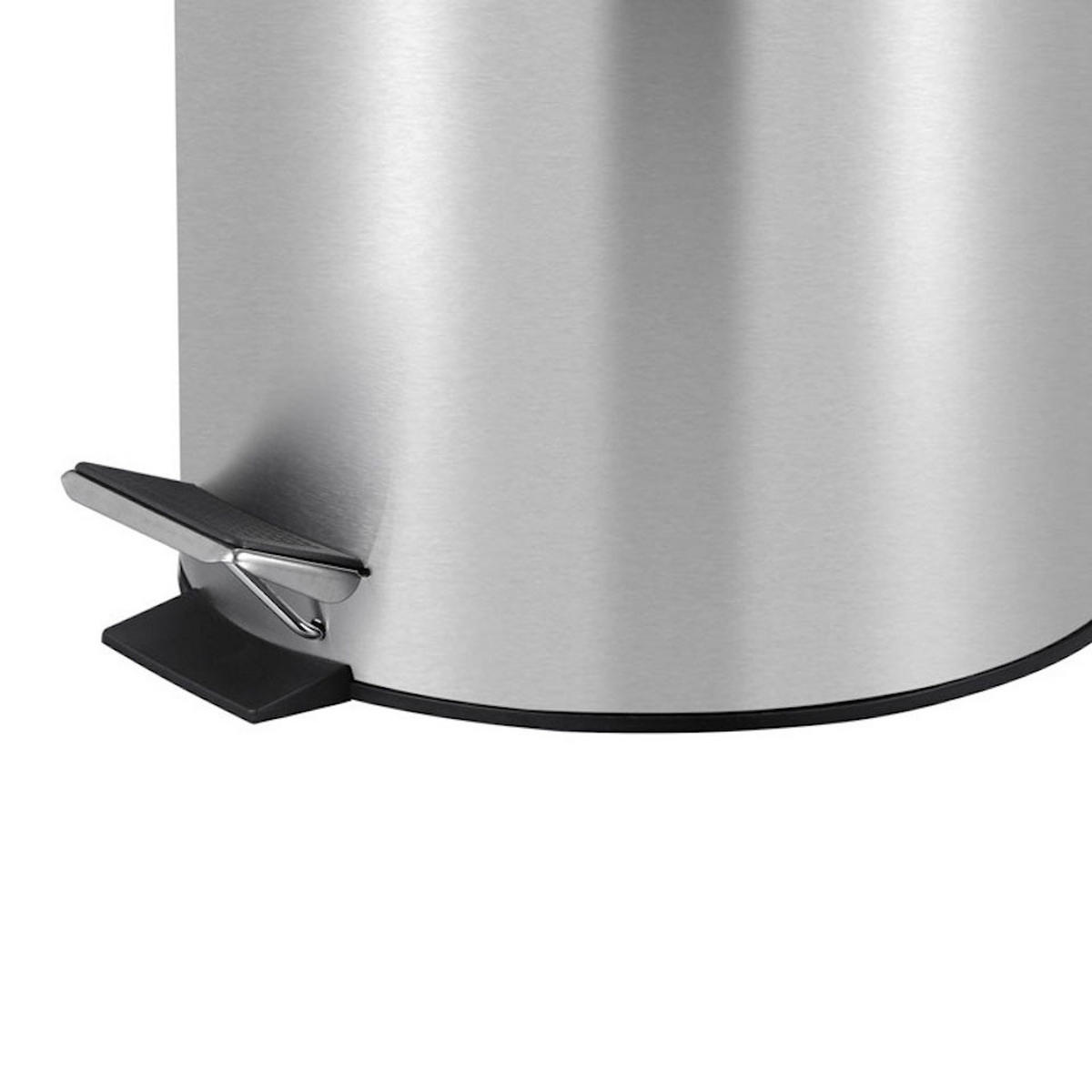MÜLLEIMER Runder TretMit Herausnehmbaren Kunststoff Inneneimer 12 Liter 40 x 29,5 x 25,5 cm Matt Silber - Silberfarben, Metall (29.5/40/25.5cm) - PROREGAL