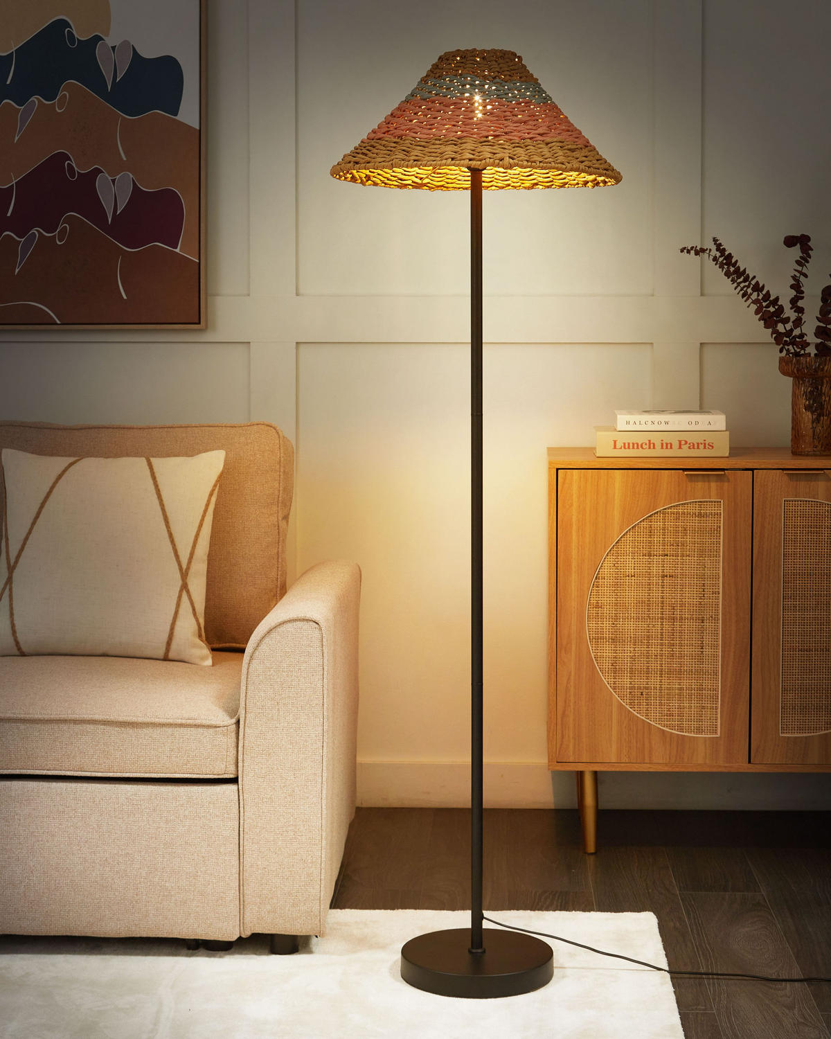STEHLAMPE Beige/Schwarz/Rosa/Blau Kyoga - Blau/Pink, Metall (47/47/150cm) - Beliani