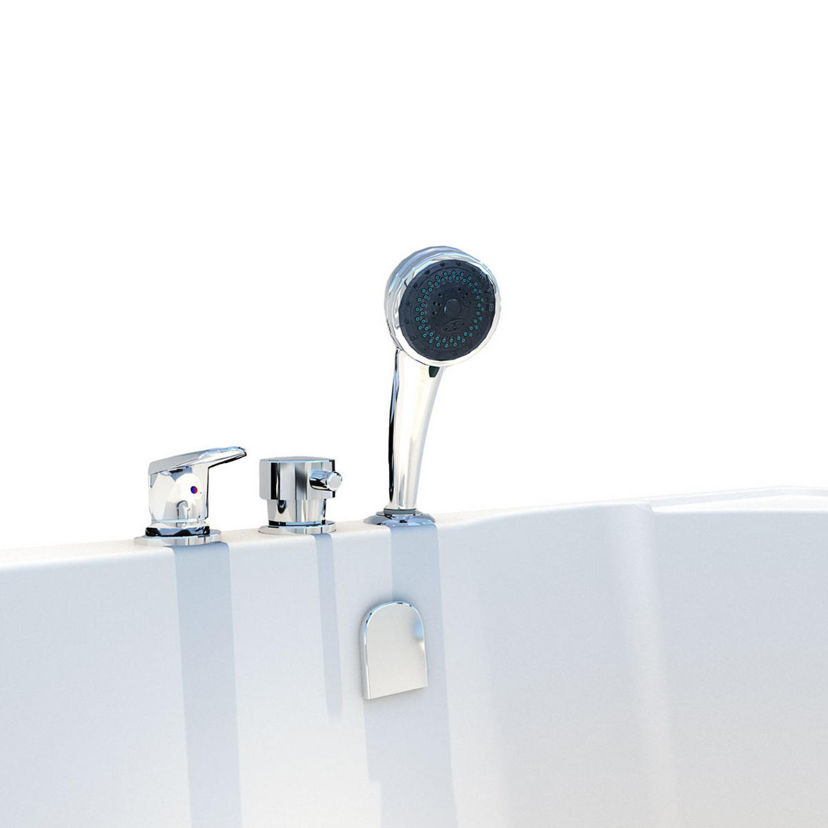 SENIORENDUSCHE mit Tür S12D-EH-L-EC 170x85cm - Weiß, Glas/Kunststoff (170/85/200cm) - AcquaVapore by Sandra Jentho