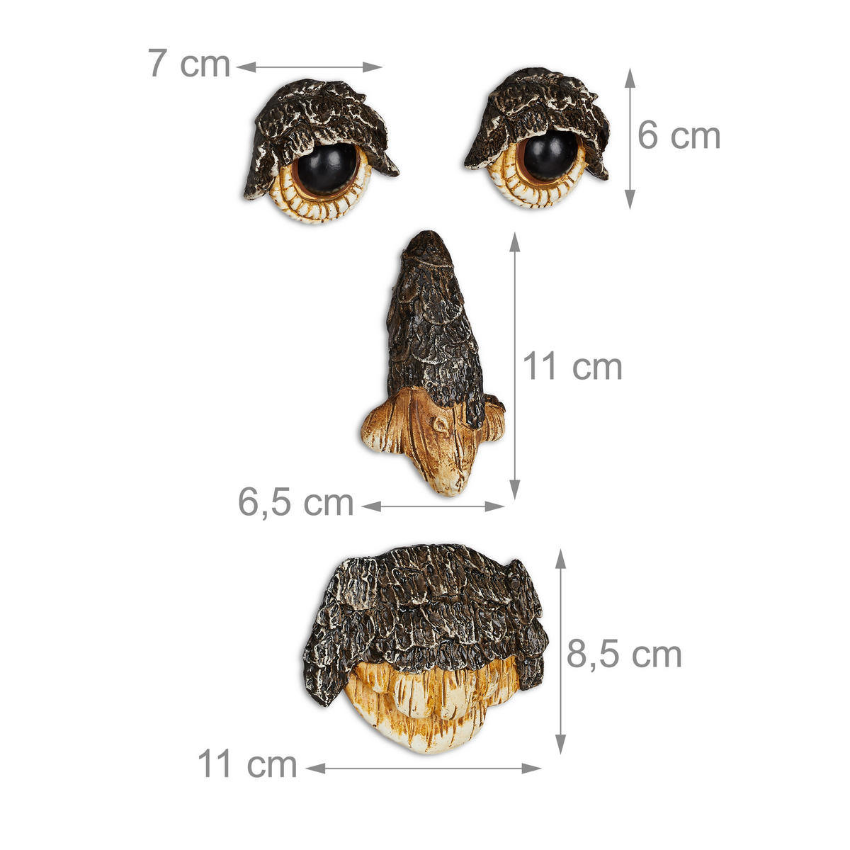 BAUMGESICHT - Dunkelbraun, Kunststoff (3/11/8.5cm) - Relaxdays