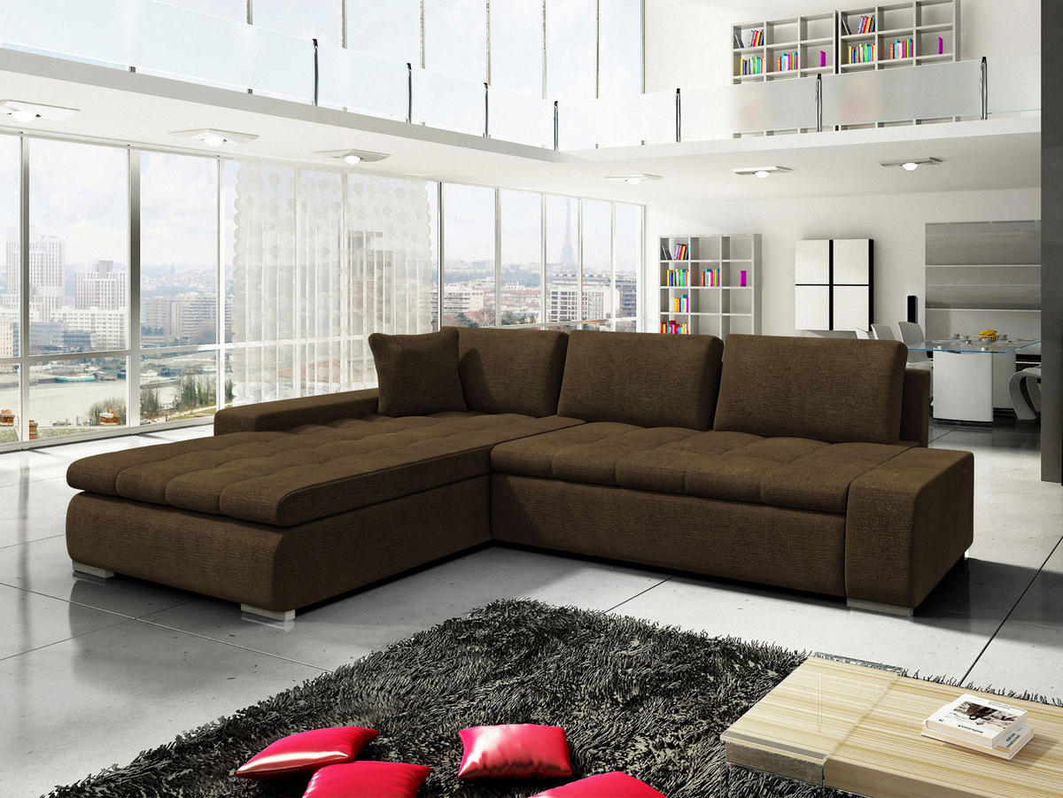 ECKSOFA Orkan - Dunkelbraun, Holz/Textil (302/213cm) - MIRJAN24
