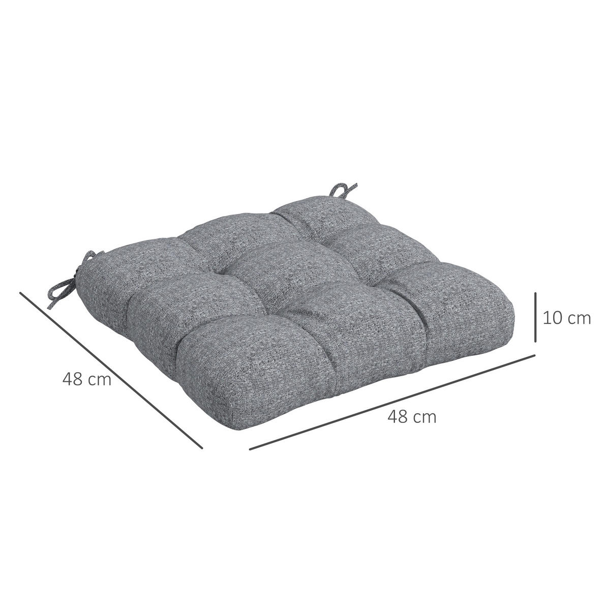 SITZKISSEN DE-17703 4er-Set 48x48 cm mit Steppung Grau - Grau, Textil (48/48/10cm) - ComfortXL
