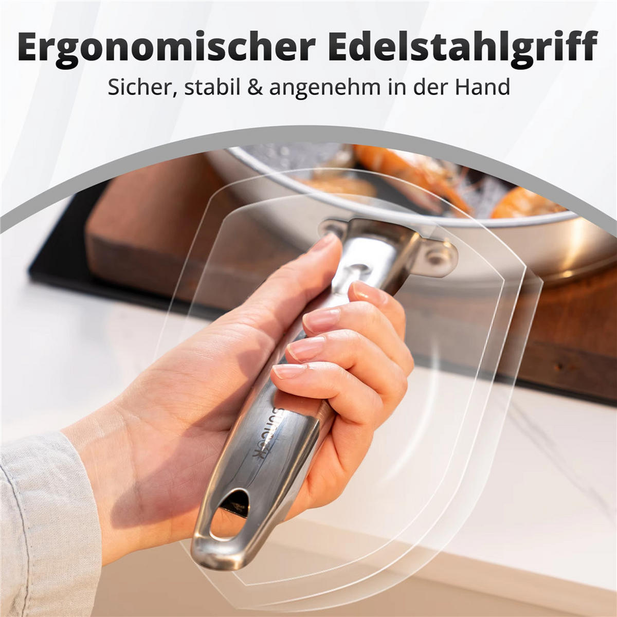 BRATPFANNENSET 3-teilig Induktion Antihaft Edelstahl 20/24/28 cm - Silberfarben, Metall - Kaket