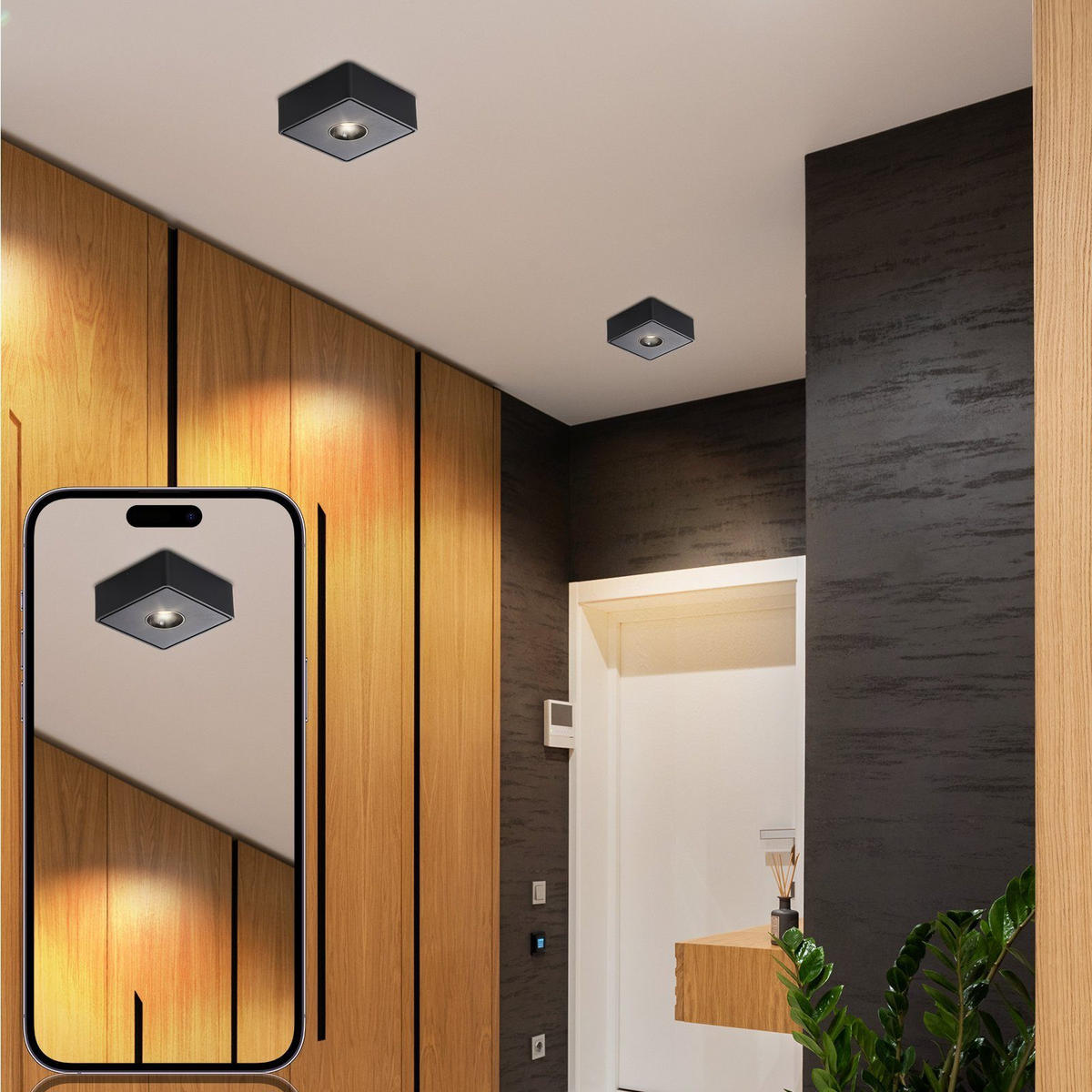 LED-DECKENSTRAHLER Eldridge 132/132/55cm - Schwarz, Metall (132/132/55cm) - Nettlife