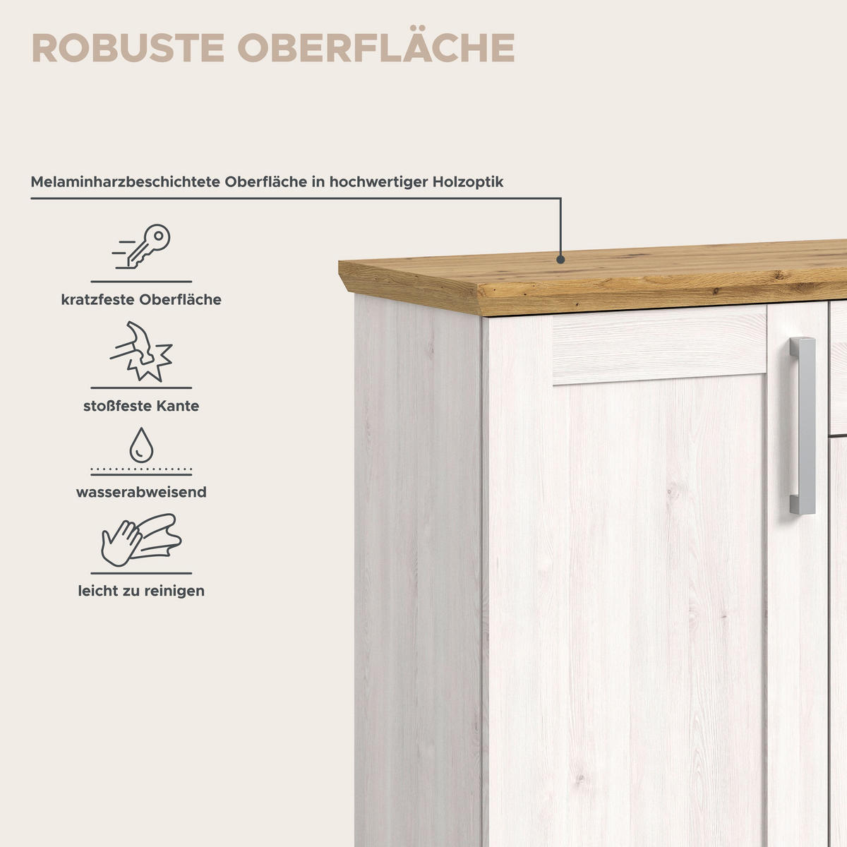 KOMMODE Verona in Sibiu Lärche Nachbildung und Artisan Eiche Nachbildung B/H/T: 137x92x39 cm - Lärchefarben, Holzwerkstoff (133/88/37cm) - Homes & Jones