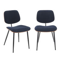 VELOURS-STÜHLE im 2er-Set mit Holz-Finish - Olympia - Blau, Holz (76.5/76.5/46cm) - Signature