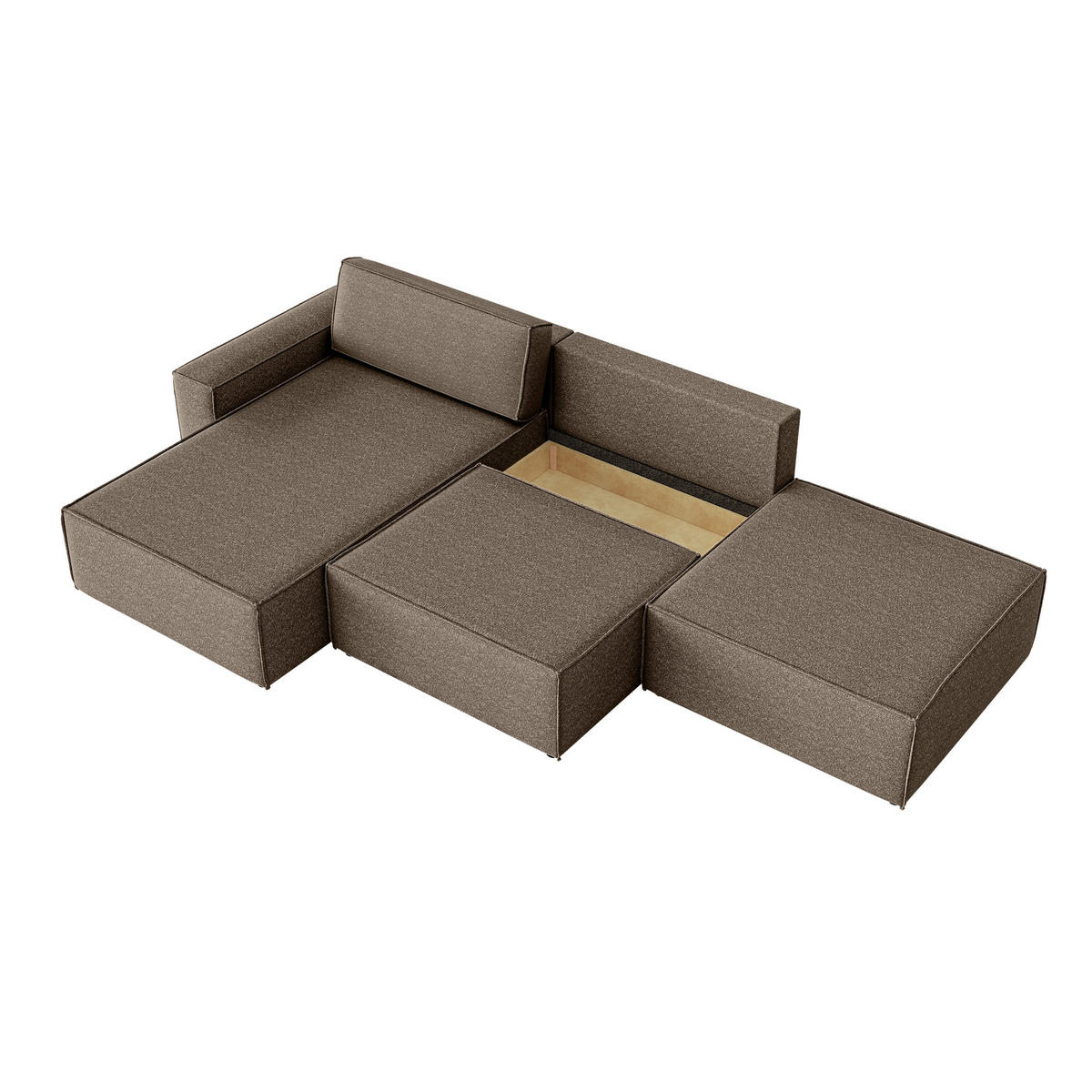 ECKSOFA Lummo Re mit Schlaffunktion, Braun - Braun, Textil (323/185cm) - Fedve