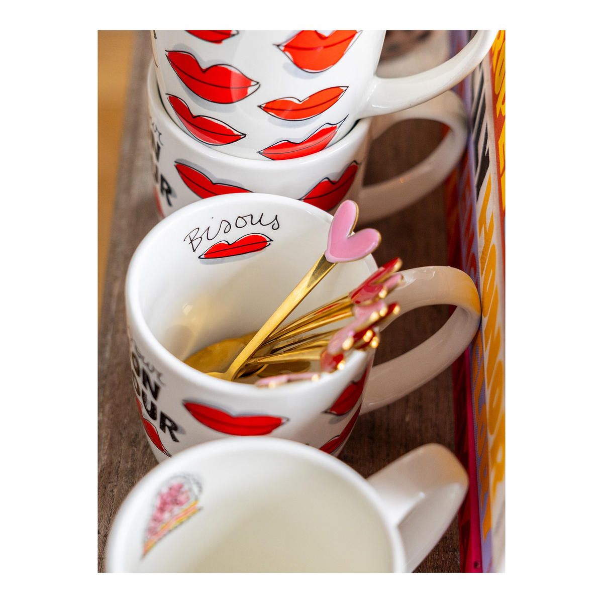 TEELÖFFEL 4er-Set Herzen in Rot - 14 cm - Rot, Metall - Blond Amsterdam
