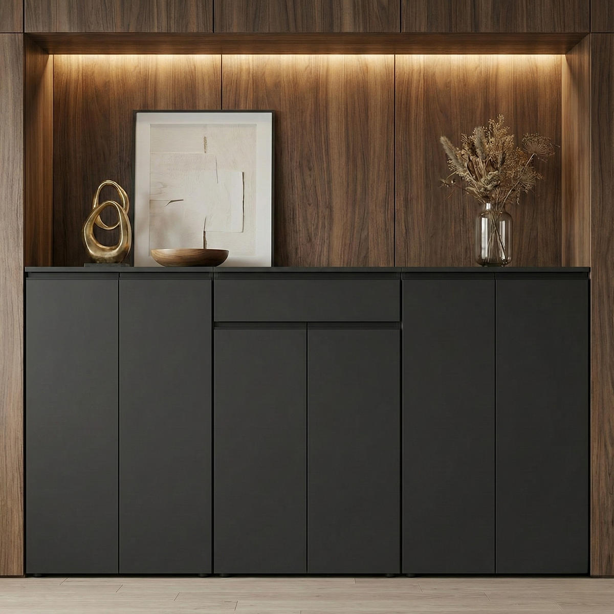 AKTENSCHRANK mit Schublade Soft-Close 81x120x40 cm Graphit - Schwarz, Holzwerkstoff (81/120/40cm) - KADIMA DESIGN