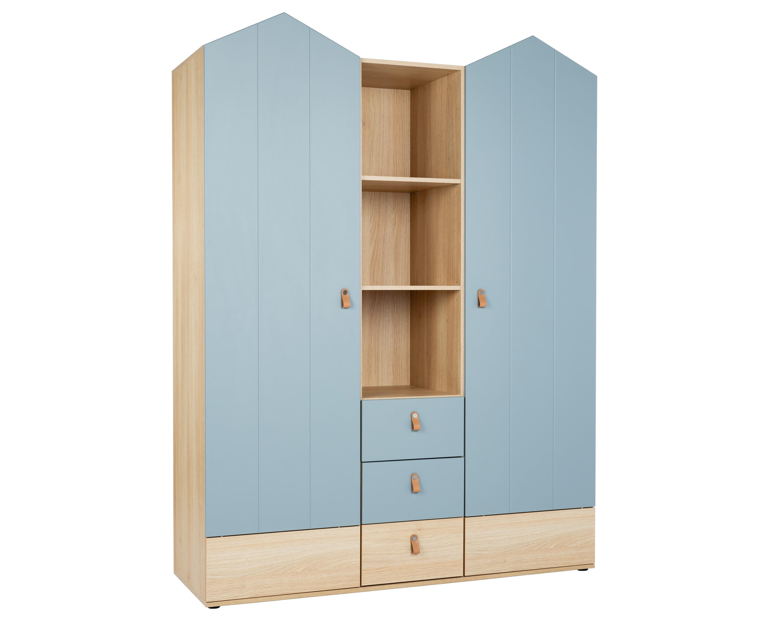 KLEIDERSCHRANK Roofy - Salbeigrün/Eichefarben, Leder/Holz (150/200/51cm) - arthur berndt