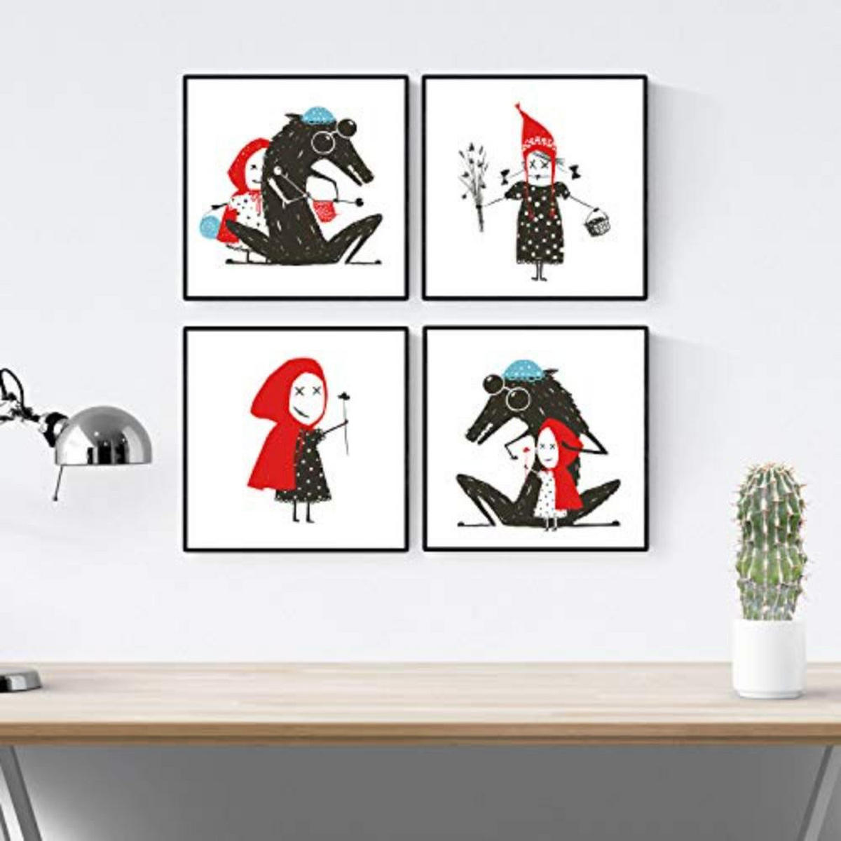 POSTER Set mit 4 Rotkäppchen 2 30x30 cm Rahmenlos - Klar, Papier (30/3cm) - Nacnic