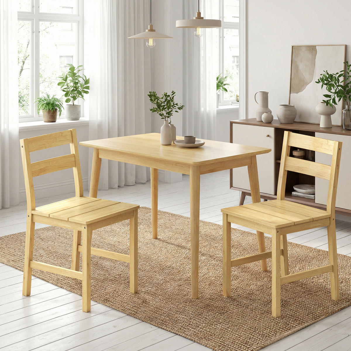 ESSZIMMERSTÜHLE 2er-Set DE-13349 Bambus & Lattenrost Natur - Naturfarben, Naturmaterialien (42/80/45cm) - ComfortXL