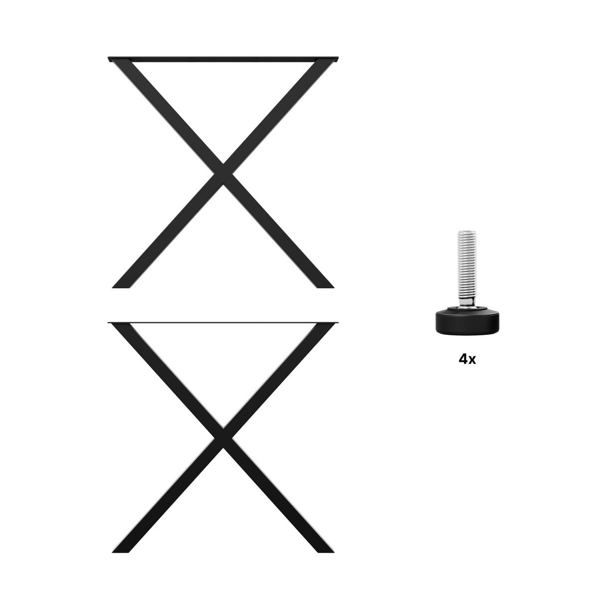 TISCHBEINE Belaga Lite 2er-Set Schwarz 72cm - Schwarz, Metall (70/72/8cm) - Metalo Pro