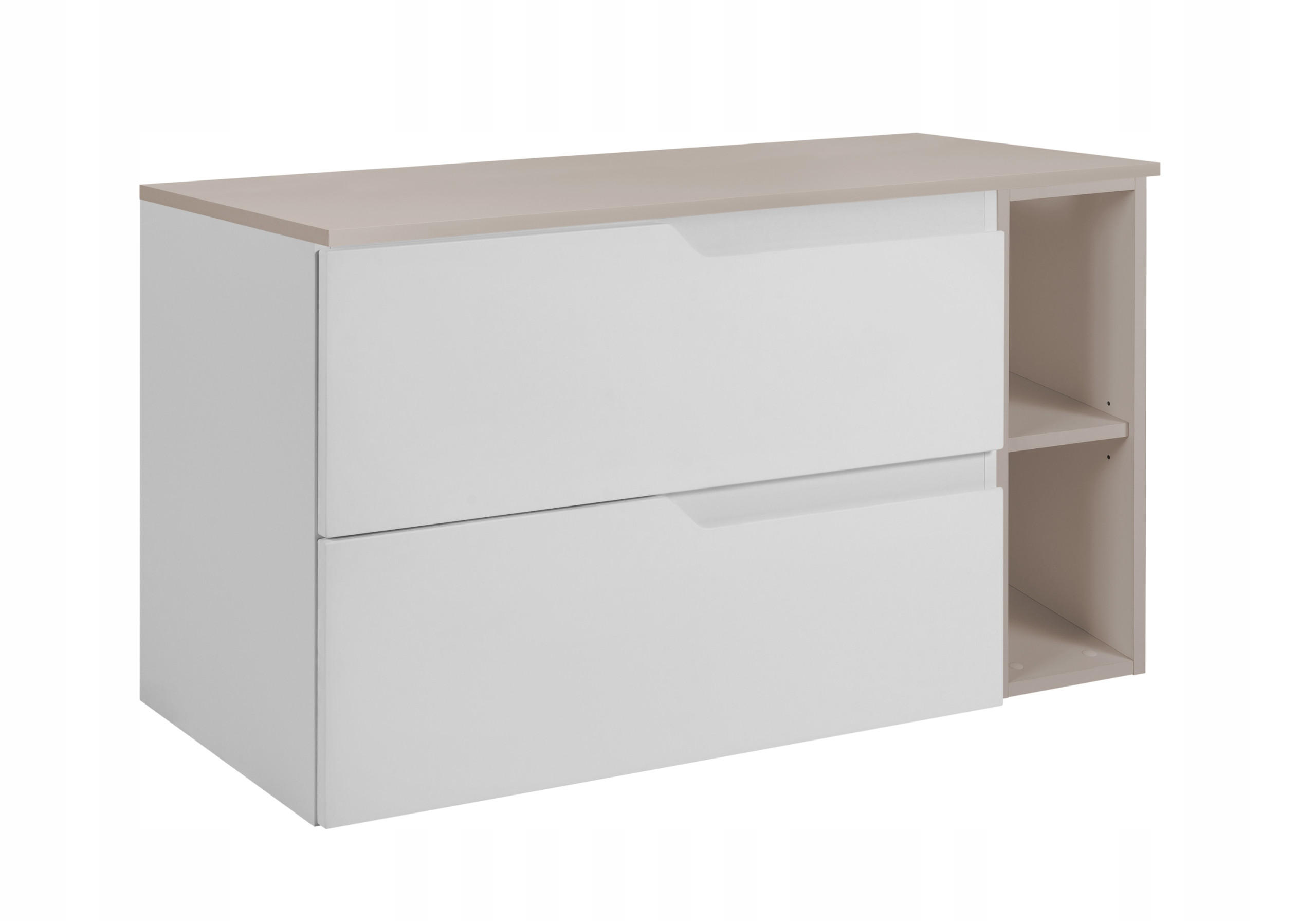 WASCHBECKUNTERSCHRANK MODERN 80 cm mit Arbeitsplatte Farbe: Kaschmir mit einem Regal Farbe: Kaschmir - Weiß - Weiß, Holzwerkstoff (80/57/46cm) - Rodan