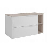 WASCHBECKUNTERSCHRANK MODERN 100 cm mit Arbeitsplatte Farbe: Kaschmir mit einem Regal Farbe: Kaschmir - Weiß - Weiß, Holzwerkstoff (100/57/46cm) - Rodan